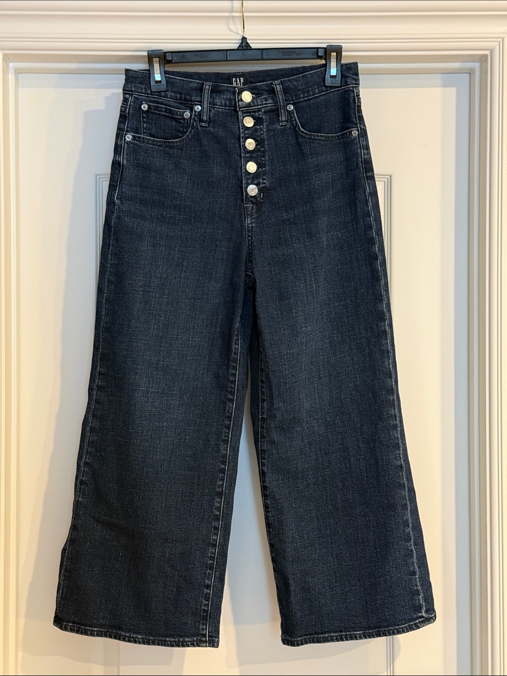 GAP High Rise Button Front Wide Leg Jeans 27 Petite